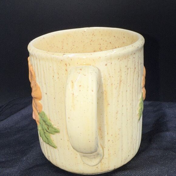 Butterfly Flower Mug Coffee Cup Speckled Auburn Clay Barn Vintage 1970s Set of 6 - Picture 8 of 10